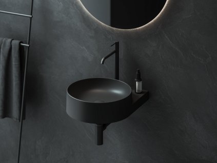 Ravak Umyvadlo Yard 40, s otvorem pro baterii, bez přepadu, antracit
