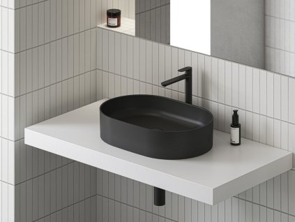 Ravak Umyvadlo Ceramic 550 O Slim keramické, černá mat