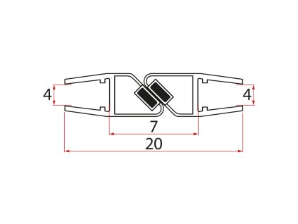 Set magnetických těsnění 45°pro sklo 8/8mm, 2000mm
