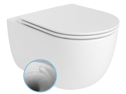 GLANZ závěsná WC mísa, Vortex Rimless, 36x52,5cm, bílá