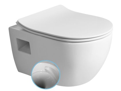 LUNA závěsná WC mísa, Vortex Rimless, 35,5x49cm, bílá