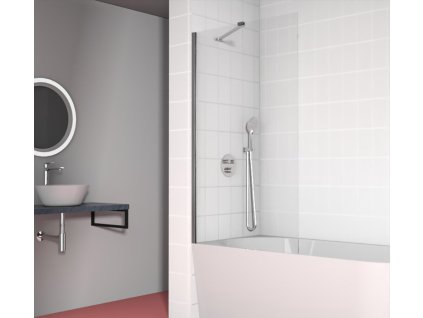 Vanová zástěna 900x1500mm, chrom, čiré sklo