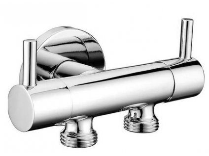 Dvojventil pro napojení bidetové sprchy a WC, chrom