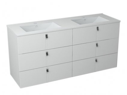 MITRA umyvadlová skříňka s umyvadlem, 3 zásuvky, 150x70x46 cm, bílá