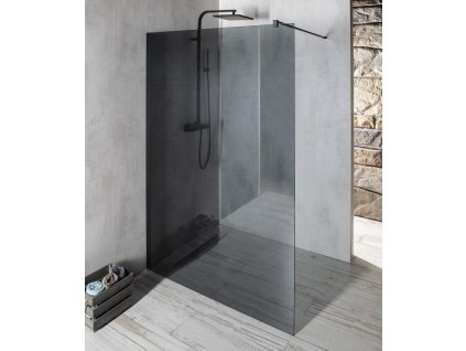 VARIO BLACK jednodílná sprchová zástěna k instalaci ke stěně, kouřové sklo, 800 mm