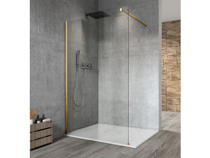 VARIO GOLD jednodílná sprchová zástěna k instalaci ke stěně, čiré sklo, 700 mm