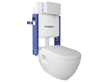 Závěsné WC Nera s podomítkovou nádržkou a tlačítkem Geberit, bílá