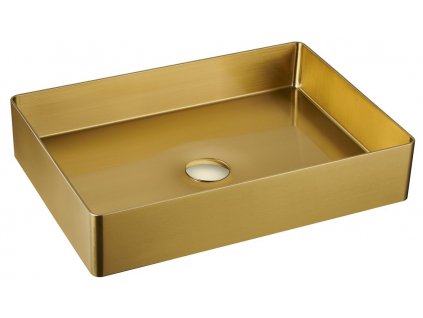 AURUM nerezové umyvadlo na desku, 50x35,2cm, včetně výpusti, pravé/levé, zlato mat