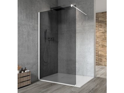 VARIO WHITE jednodílná sprchová zástěna k instalaci ke stěně, kouřové sklo, 1100 mm