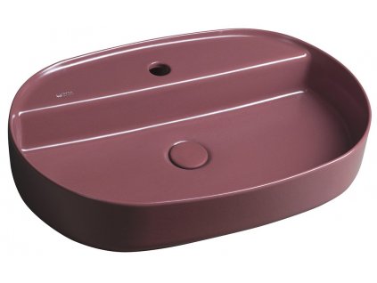 INFINITY OVAL keramické umyvadlo na desku, 60x40cm, maroon red