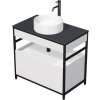 Intedoor KR DESK 80 1Z W A3416 Skříňka spodní 80 cm, bílé umyvadlo, černá deska