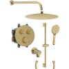 SMART SELECT podomítkový sprchový set s termostatickou baterií, 2 výstupy, posuvný držák sprchy, zlato mat