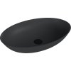 BANERA OVAL umyvadlo na desku, litý mramor, 60x40cm, antracit mat