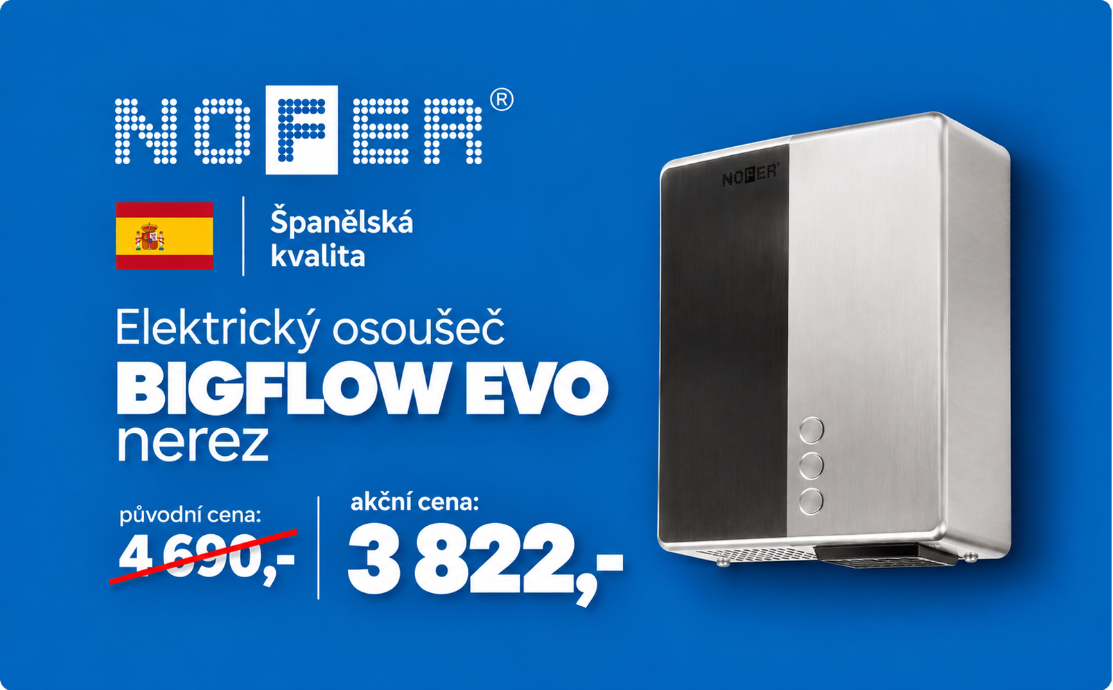 Elektrický vysoušeč rukou BIGFLOW EVO