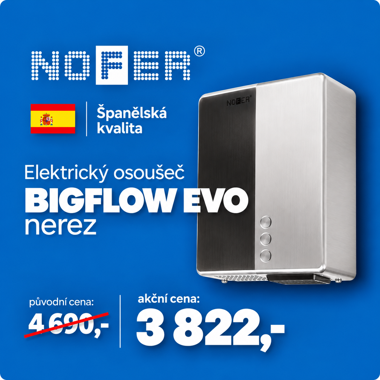 Elektrický vysoušeč rukou BIGFLOW EVO - Nofer