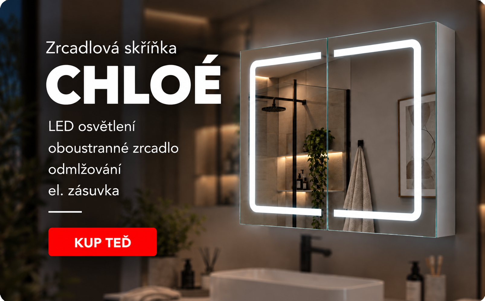 Zrcadlová skříňka CHLOÉ s LED osvětlením