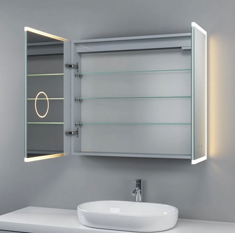 Koupelnová galerka s LED osvětlením a kosmetickým zrcátkem 5×