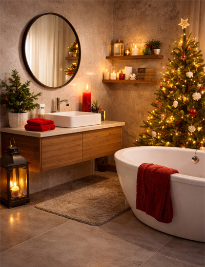 Vánoční koupelna s moderním vybavením