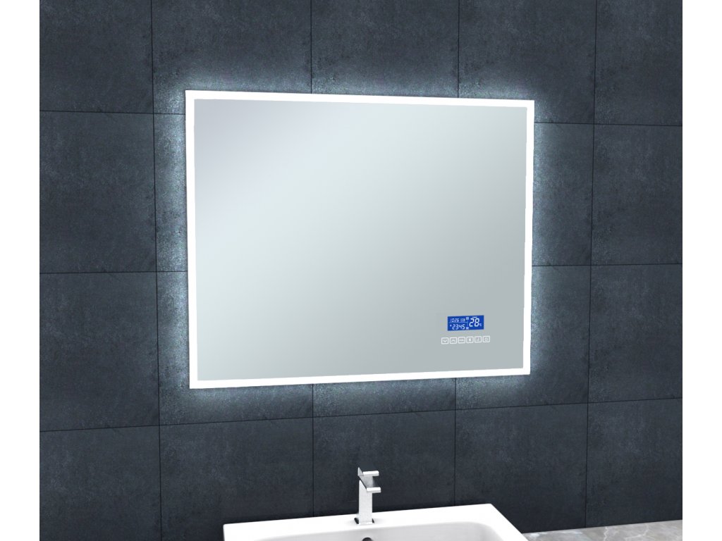 LED zrcadlo SMART 80x65 cm, bluetooth, hodiny, datum, teplota, reproduktor