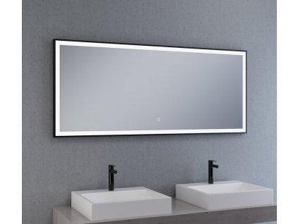 Zrcadlo NOIR SPIRAL 140x60 cm, černý matný rám, nastavitelné LED osvětlení, funkce proti zamlžování