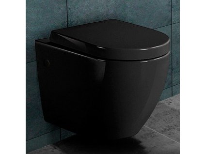 Černá závěsná wc mísa Black Diamond Round (bss2376black)