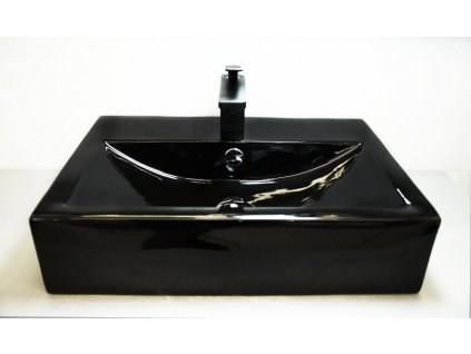 Černé umyvadlo Black Widow, keramika s černou glazurou, 550x405x130 mm (bss7674)