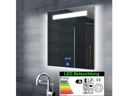 Zrcadlo s LED osvětlením a hodinami 600x650x43mm (bssML6506)