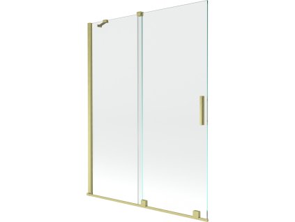 MEXEN/S - Velar Dvoukřídlá posuvná vanová zástěna 130 x 150 cm, transparent, zlatá kartáčovaná 896-130-000-01-55