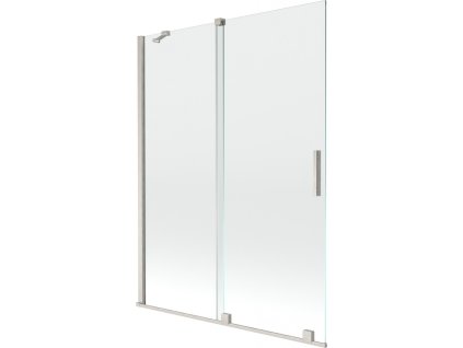 MEXEN/S - Velar dvoukřídlá posuvná vanová zástěna 130 x 150 cm, transparent, nikl kartáčovaný 896-130-000-01-97