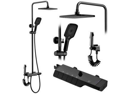 REA - Sprchový set s baterií 150mm Lungo termostat ROB černá REA-P6627