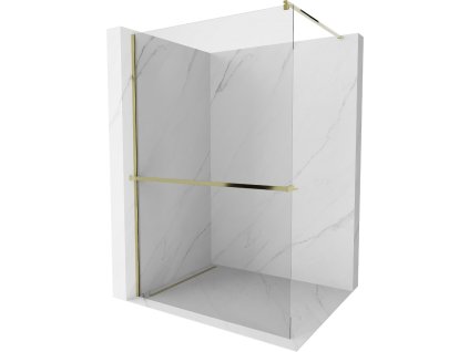 MEXEN/S - Kioto+ Sprchová zástěna WALK-IN s poličkou a držákem ručníků 95 x 200, transparent, zlatá 800-095-121-50-00
