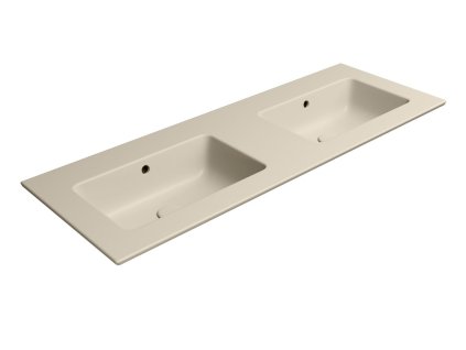 PURA keramické dvojumyvadlo Slim 122x46cm, bez otvoru, creta mat