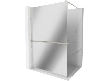 MEXEN/S - Kioto+ Sprchová zástěna WALK-IN s poličkou a držákem ručníků 90 x 200 cm, zrcadlová, nikl kartáčovaná 800-090-121-97-50