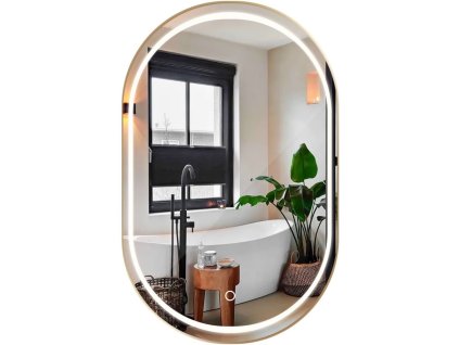 REA - Zrcadlo LED OLL 60x90 cm Brush Gold HOM-02509