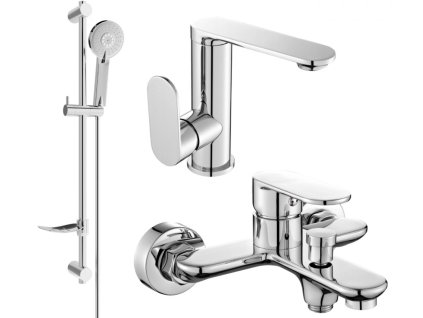 MEXEN/S - Milo DF40 SET umyvadlová a vanová baterie s příslušenstvím, chrom 713053DF40-00 DOPRAVA ZDARMA