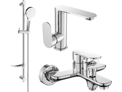 MEXEN/S - Milo DF05 SET umyvadlová baterie + vanová s příslušenstvím, chrom 713053DF05-00 DOPRAVA ZDARMA