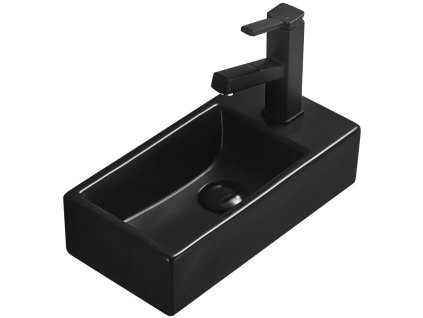 MEXEN - Inez umyvadlo na desku vlevo 40x20, černá matná 21484085L