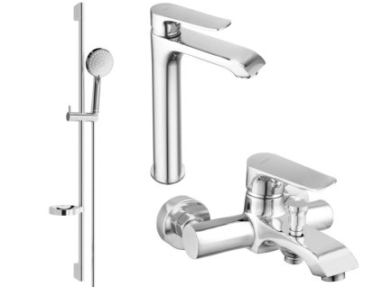 MEXEN/S - Pecos DS75 Set umyvadlové a vanové baterie s příslušenstvím, chrom 72713DS75-00 DOPRAVA ZDARMA