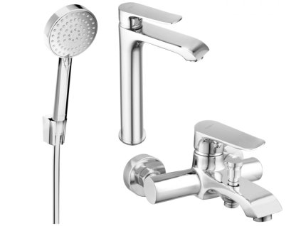 MEXEN/S - Pecos R75 Set umyvadlové a vanové baterie s příslušenstvím, chrom 72713R75-00 DOPRAVA ZDARMA