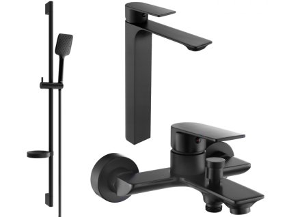 MEXEN/S - Alexa SET umyvadlová + vanová baterie s příslušenstvím DS62, černá 71213DS62-70