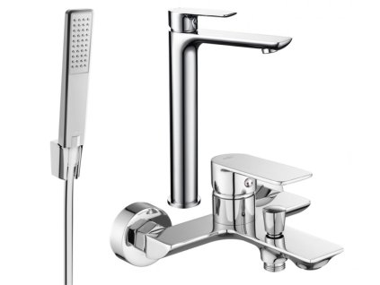 MEXEN/S - Alfa R72 Set umyvadlové a vanové baterie s příslušenstvím, chrom 745713R72-00