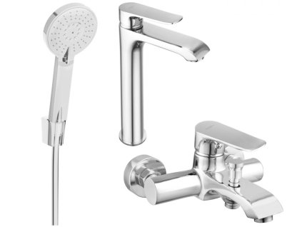 MEXEN/S - Pecos R40 Set umyvadlové a vanové baterie s příslušenstvím, chrom 72713R40-00 DOPRAVA ZDARMA