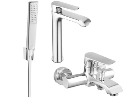 MEXEN/S - Pecos R72 Set umyvadlové a vanové baterie s příslušenstvím, chrom 72713R72-00 DOPRAVA ZDARMA