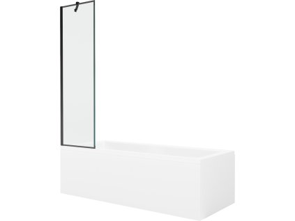 MEXEN/S - Cubik obdélníková vana 150 x 70 cm s panelem + vanová zástěna 50 cm, černá vzor 550315070X9505007070