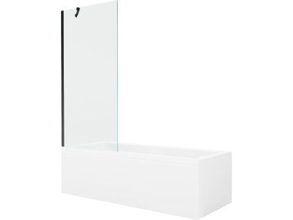 MEXEN/S - Cubik obdélníková vana 150 x 70 cm s panelem + vanová zástěna 80 cm, transparent, černá 550315070X9508000070