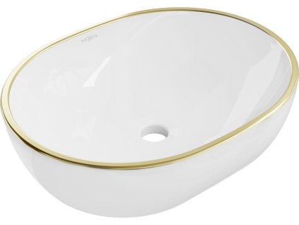MEXEN - Viki umyvadlo na desku 48 x 35, bílá/zlatá linka 21054805