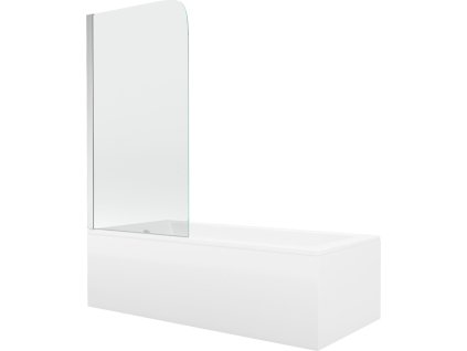 MEXEN/S - Cubik obdélníková vana 150 x 70 cm s panelem  + vanová zástěna 70 cm, transparent, chrom 550315070X9007010100