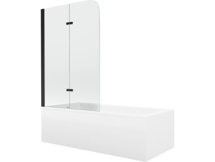 MEXEN/S - Cubik obdélníková vana 150 x 70 cm s panelem  + vanová zástěna 100 cm, transparent,  černá 550315070X9010027000