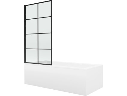 MEXEN/S - Cubik obdélníková vana 150 x 70 cm s panelem  + vanová zástěna 70 cm,  černá  vzor 550315070X9307017077