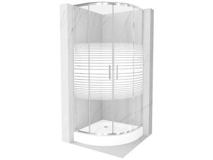 MEXEN/S - Rio čtvrtkruhový sprchový kout 70 x 70, dekor/mráz, chrom + vanička Rio 863-070-070-01-20-4710